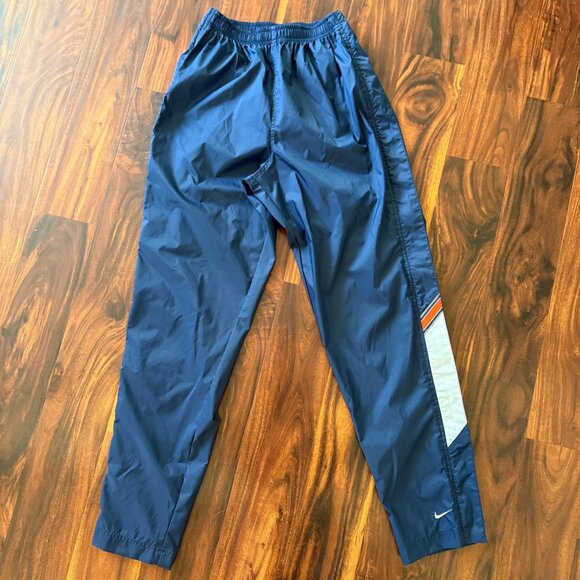 Vintage Y2K Nike Women's Navy Blue Nylon Full Zip Track Pants Sz Small - Picture 1 of 5